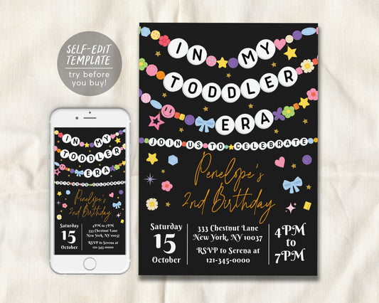 In My Toddler Era Invitation Editable Template