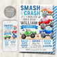 Monster Truck Birthday Invitation Editable Template