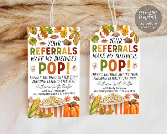 Fall Realtor Popcorn Pop By Tag Editable Template
