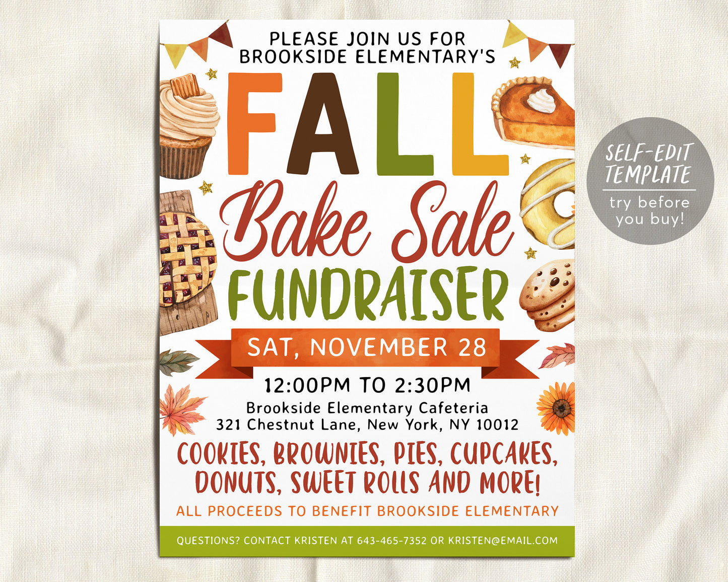 a flyer for a fall bake sale