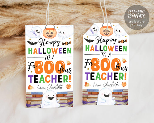 Teacher Halloween Gift Tag Editable Template