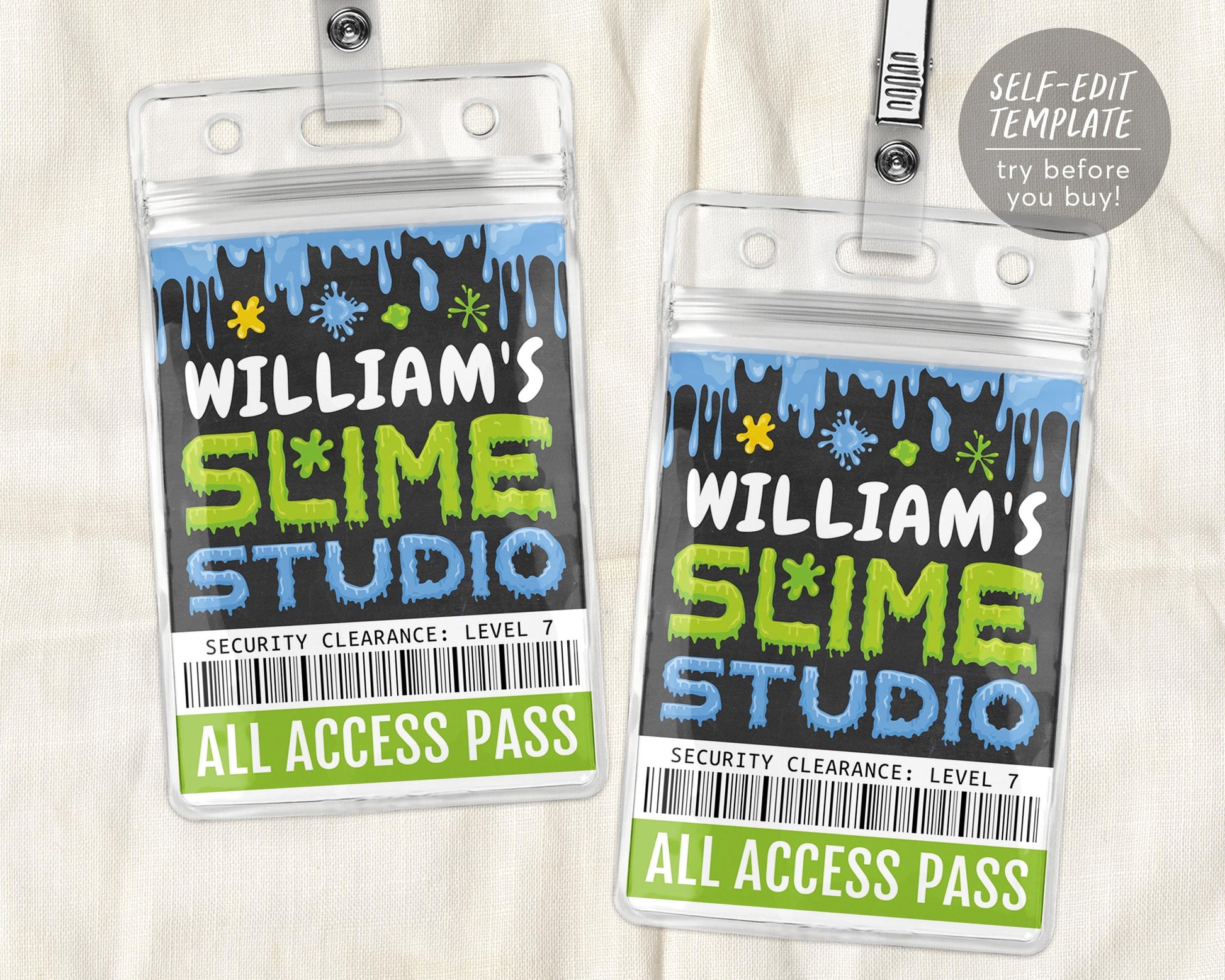 Slime Studio VIP Pass Editable Template