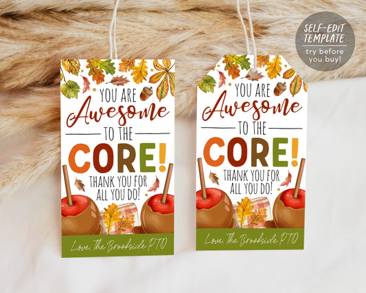 You Are Awesome to the Core Gift Tag Editable Template