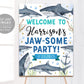 Shark Birthday Welcome Sign Editable Template