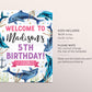 Dolphin Birthday Welcome Sign Editable Template, Girl Dolphin Under The Sea Underwater Party Poster, Swim On Over Ocean Aquarium Trip Decor