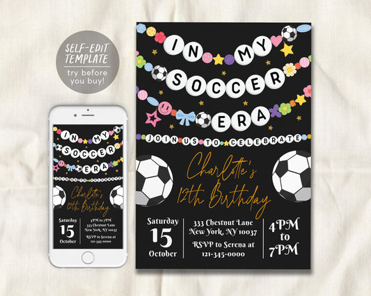In My Soccer Era Birthday Invitation Editable Template