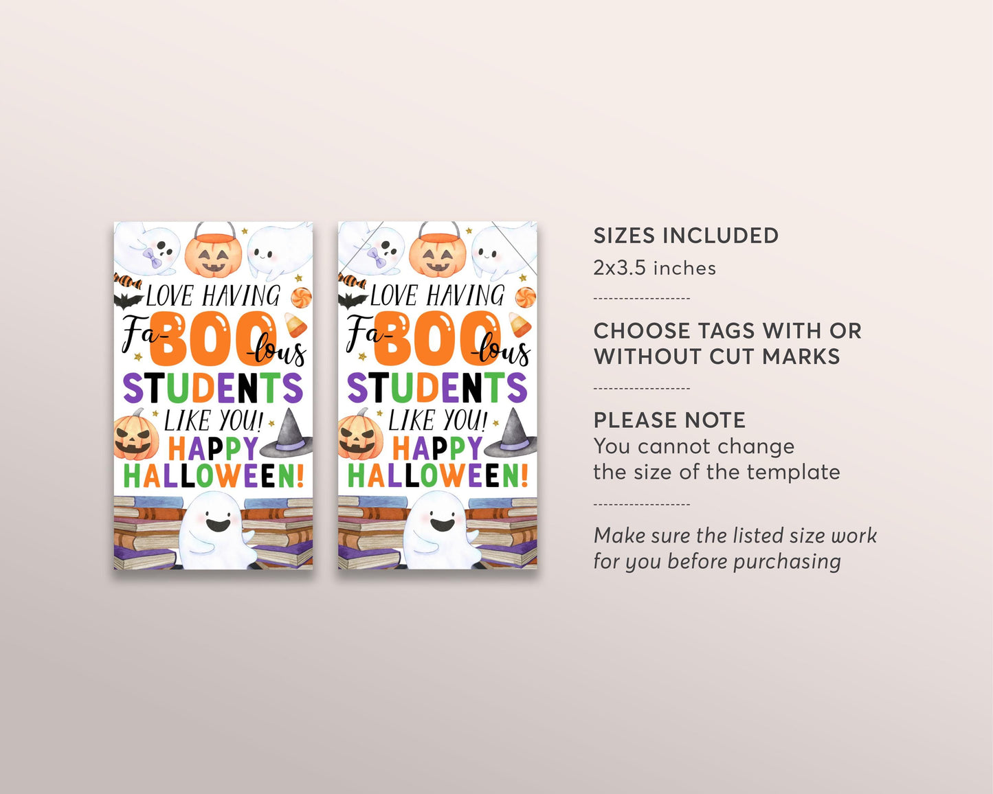 Student Appreciation Halloween Gift Tag Editable Template, Faboolous Students Like You Classroom Appreciation Labels Favor Tag From Teacher