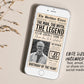 The Man The Myth The Legend Birthday Invitation Editable Template, Vintage Newspaper 30th 40th 50th Adult Birthday Party Invite With Photo