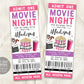 Movie Birthday Ticket Invitation Editable Template