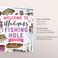 Fishing Birthday Welcome Sign Editable Template, Girl Fishing Hole O Fish Ally Party Poster, Fish Party Fishing Fisherman Reel Banner Decor