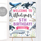 Whale Birthday Welcome Sign Editable Template