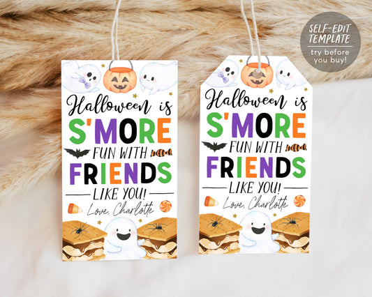 Halloween Smore Treat Tag Editable Template