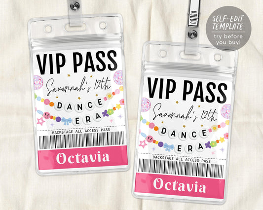 Dance Era VIP Pass Editable Template