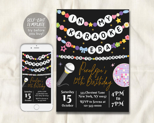 In My Karaoke Era Invitation Editable Template