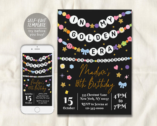 In My Golden Era Invitation Editable Template