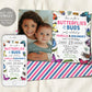 Butterflies and Bugs Joint Siblings Birthday Invitation With Photo Editable Template