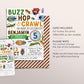 Insect Bugs Birthday Invitation Editable Template, Boy Buzz Hop Crawl Party Invite, Kids Bugging Out Beetle Bug Hunt Garden Party Evite