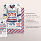 Hockey Birthday Invitation Editable Template, Boy Ice Skating Rink Ice Hockey Jersey Theme Invite, Sports Game Time Puck Stick Trophy Evite