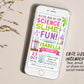 Science Slime Birthday Invitation With Photo Editable Template, Girl Scientist Slime Experiment Party Invite, Professor Science Lab Evite