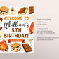 S'mores Birthday Welcome Sign Editable Template, Unisex Bonfire Campfire Smore Outdoor Adventure Camp Party Poster, Backyard Camping Banner