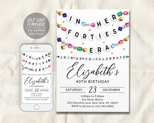 In My Forties Era Invitation Editable Template