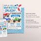 Monster Splash Pool Birthday Invitation Editable Template, Summer Monster Truck Pool Party Bash Invite, Boy Waterslide Swimming Party Evite