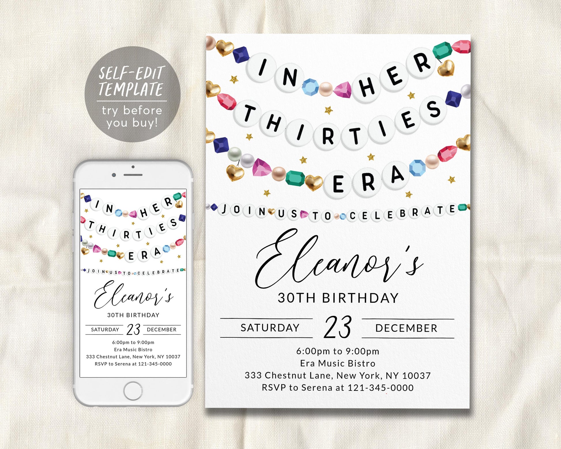 In My Thirties Era Invitation Editable Template