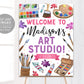 Art Birthday Welcome Sign Editable Template