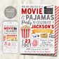 Movie and Pajamas Birthday Invitation Editable Template