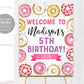 Donut Birthday Welcome Sign Editable Template