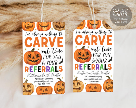 Halloween Realtor Gift Tags Editable Template