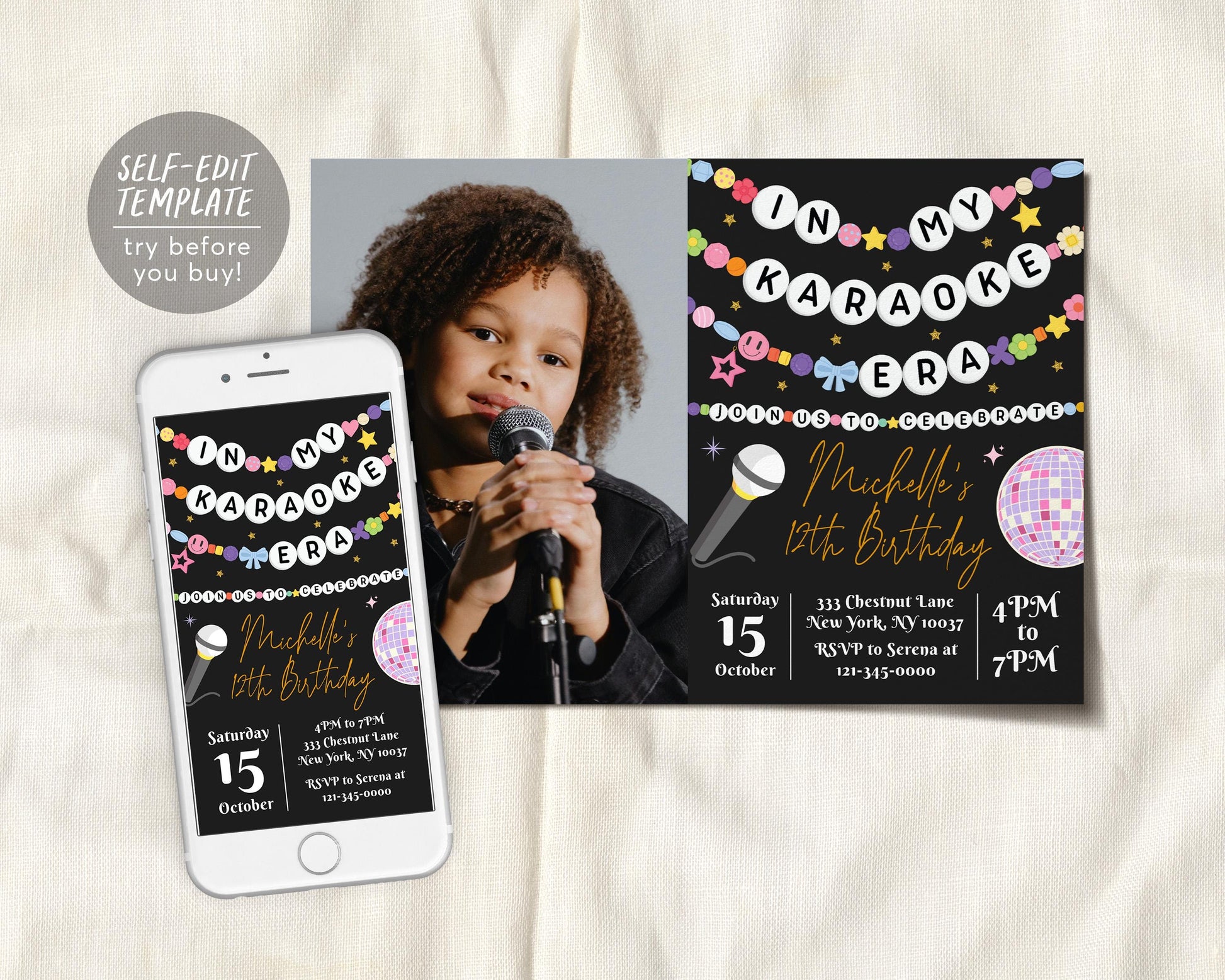 In My Karaoke Era Invitation With Photo Editable Template