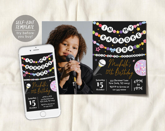 In My Karaoke Era Invitation With Photo Editable Template
