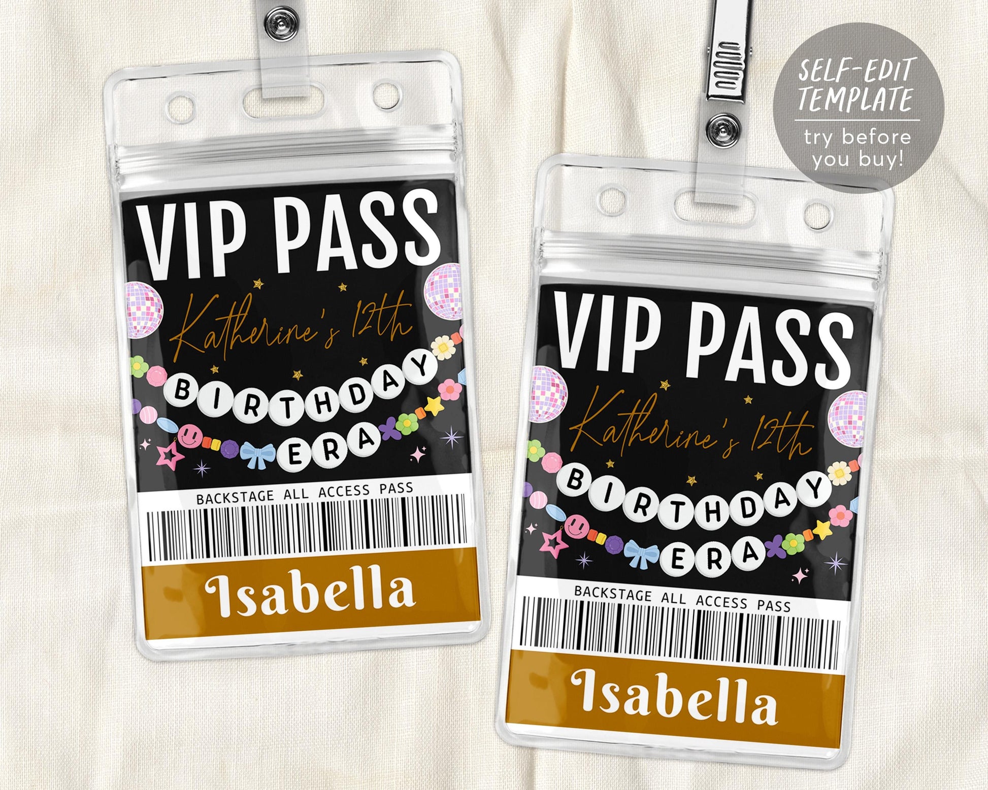 Birthday Era VIP Pass Editable Template