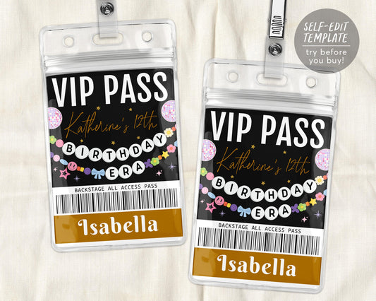 Birthday Era VIP Pass Editable Template