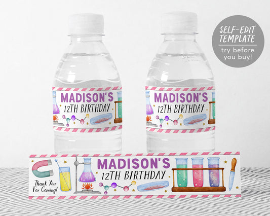 Science Water Bottle Labels Editable Template