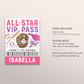 Baseball Birthday All Star VIP Pass Editable Template, Girl Game Day Party All Access Pass, Guests Name Tag Insert ID Badge Team Lanyard