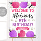 Ping Pong Birthday Welcome Sign Editable Template