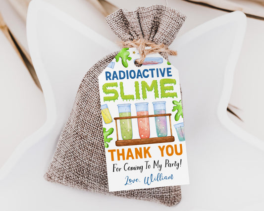 Science Slime Birthday Party Favor Tags Editable Template