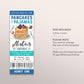 Pancakes and Pajamas Birthday Ticket Invitation Editable Template, Boy Flapjacks And PJs Party Evite, Breakfast Brunch Slumber Party Ticket