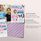 Butterfly Baseball Joint Siblings Birthday Invitation With Photo Editable Template, Girl Boy Butterflies Sports Party Invite Double Evite
