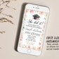 Graduation Floral Invitation With Photo Editable Template, She Did It Grad Announcement Party Invite for Her, Grad College High School Evite