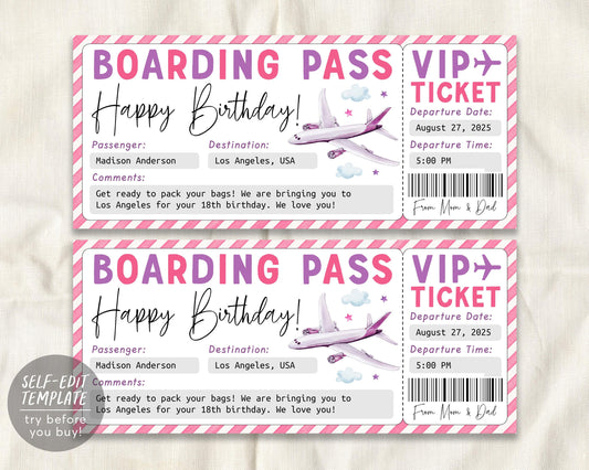 Fake Boarding Pass Ticket Editable Template