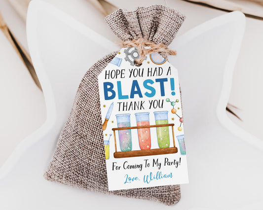 Science Birthday Party Favor Tags Editable Template