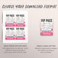Roller Skating Era VIP Pass Editable Template, Skating Rink Friendship Bracelet Party VIP Badge, Eras Retro Skater VIP Insert for Lanyard