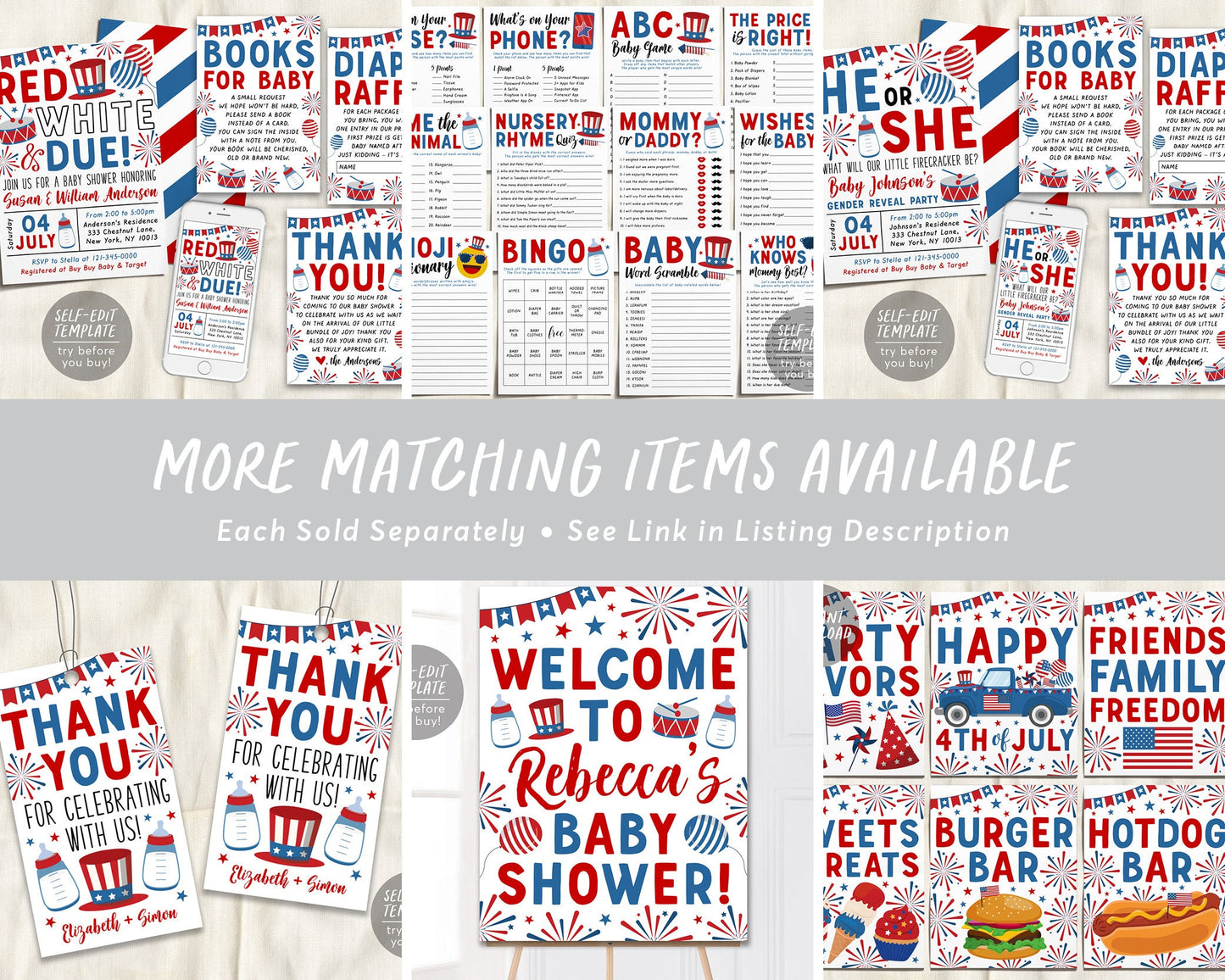 4th of July Baby Shower Party Welcome Sign Editable Template, Fourth of July Baby Sprinkle Decorations, Independence Day Patriotic Poster