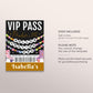 Roller Skating Era VIP Pass Editable Template, Skating Rink Friendship Bracelet Party VIP Badge, Eras Retro Skater Black Gold VIP Insert