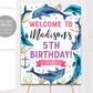 Dolphin Birthday Welcome Sign Editable Template