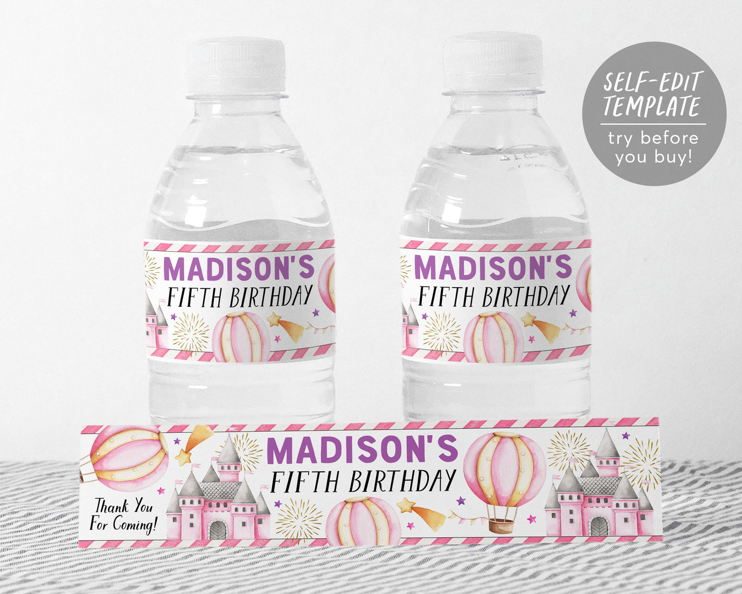 Magical Day Water Bottle Labels Editable Template