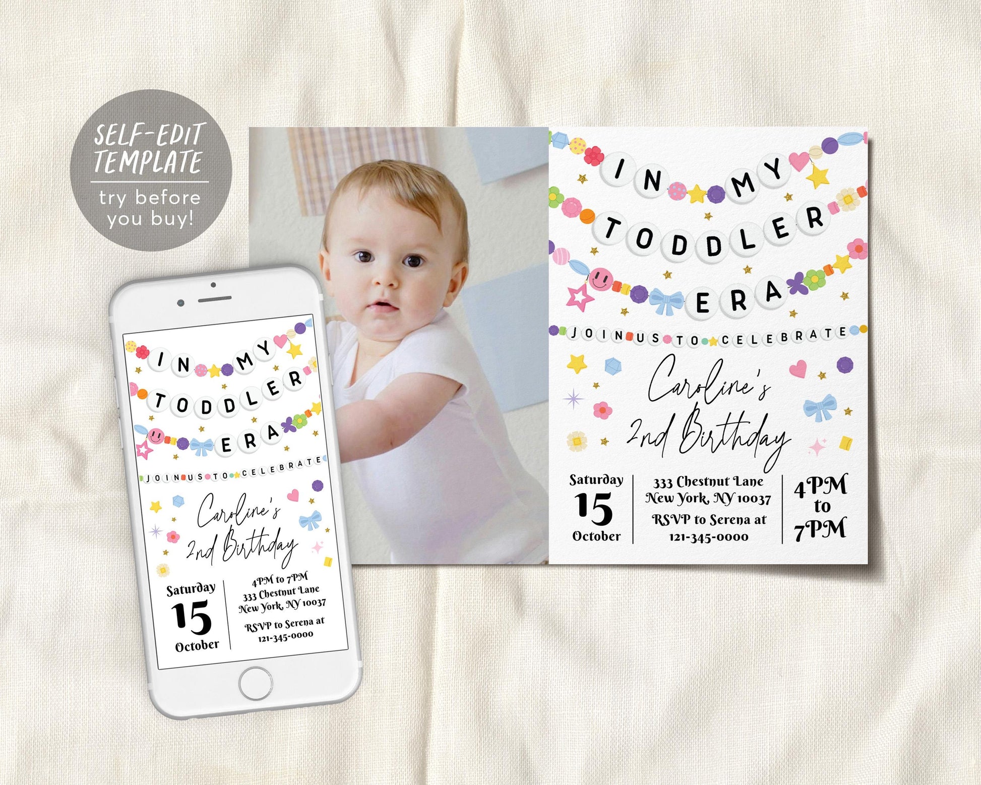 In My Toddler Era Invitation With Photo Editable Template